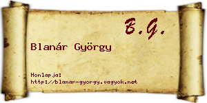 Blanár György névjegykártya